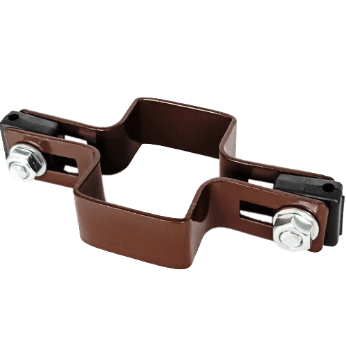 Obejma prosta 60mm x 40mm (fi-4mm) + akcesoria nierdzewne - nakrętka zwykła RAL 8017