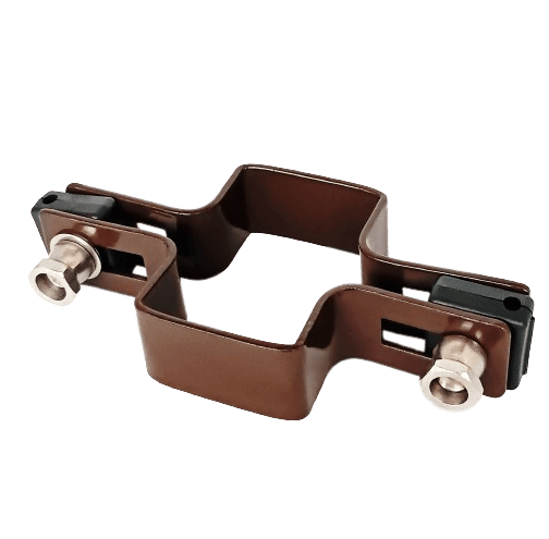 Obejma prosta 60mm x 40mm (fi-5mm) + akcesoria nierdzewne - nakrętka zrywalna RAL 8017