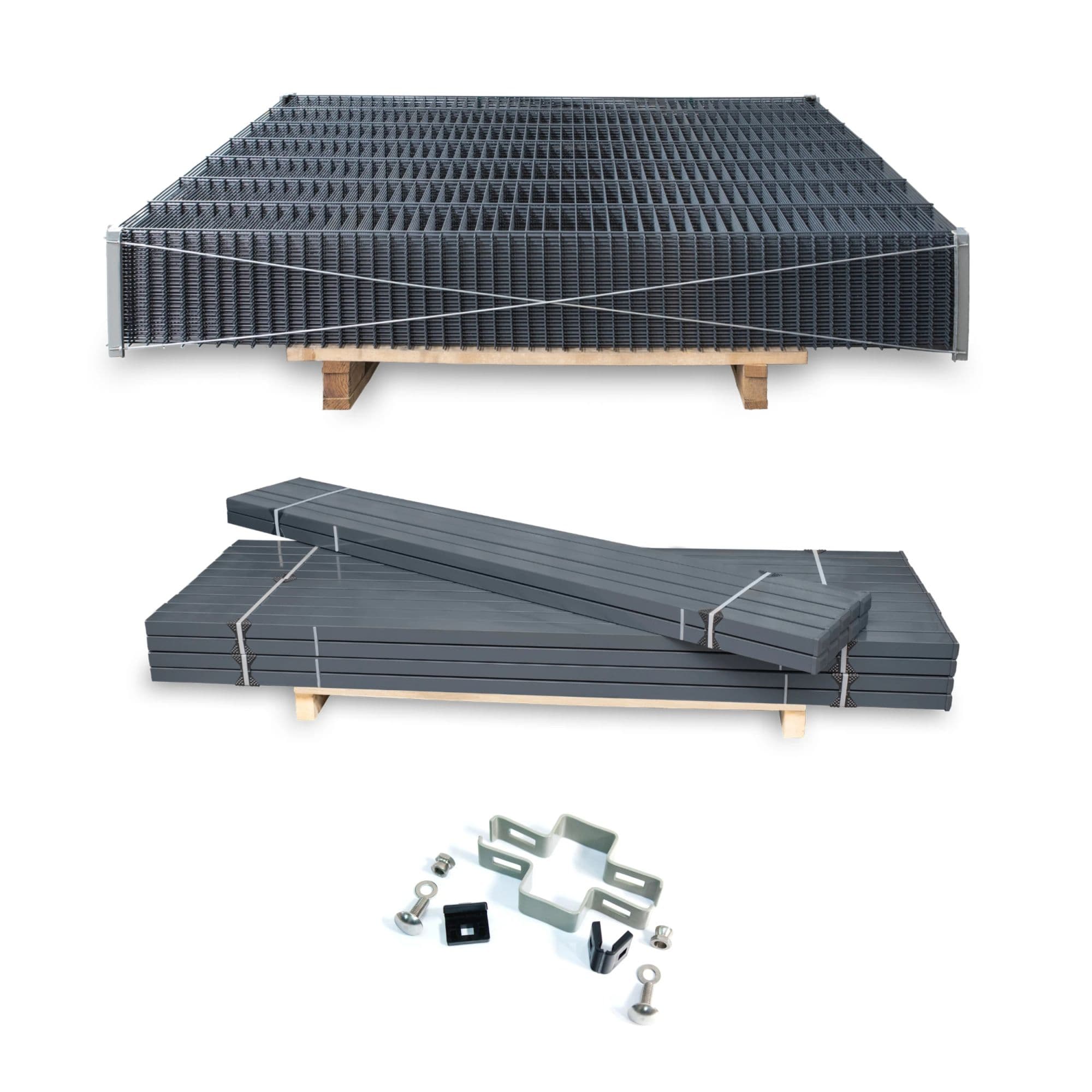Panel ogrodzeniowy VEGA 2D Super, słupy i akcesoria OMEGA. Palety po 25 kpl