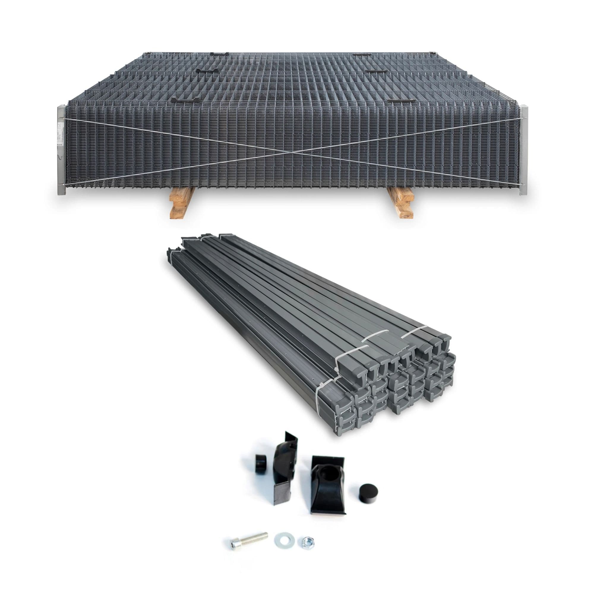 Panel ogrodzeniowy VEGA B Light 3D oczko: 50x200, słupy i akcesoria GAMMA. Palety po 50 kpl