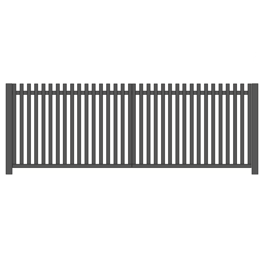 Brama dwuskrzydłowa grzebieniowa ocynkowana i lakierowana proszkowo - palisada spawana pionowa 60mm x 40mm ze stężeniem — zdjęcie 1