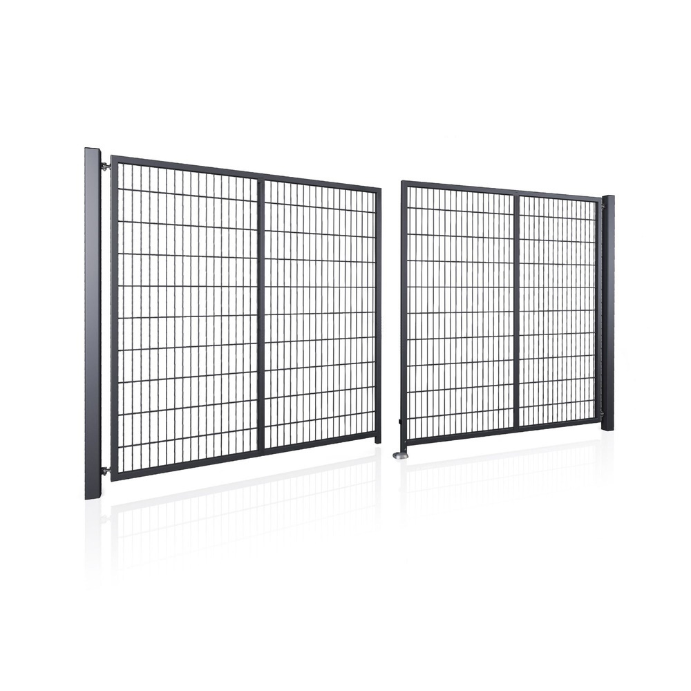 Brama panelowa dwuskrzydłowa 2D SOLID (6/5/6) 1500mm x 4000mm + furtka panelowa 2D SOLID 1500mm x 875mm RAL9005 — zdjęcie 2