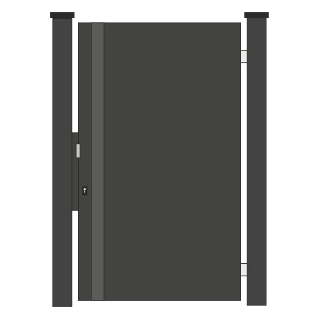 Furtka aluminiowa - pełna o szer. 1000mm (blacha dwustronna klejona - 4 mm) z relingiem — zdjęcie 1