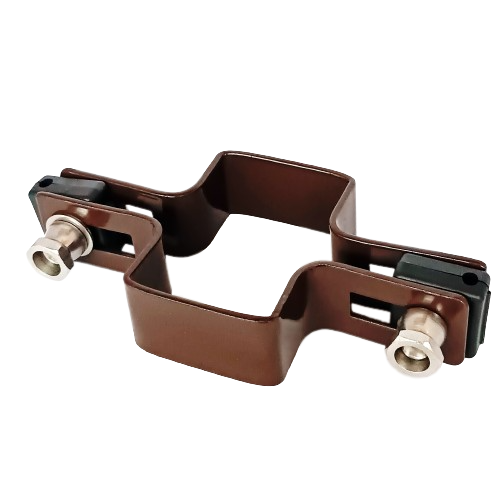 Obejma prosta 60mm x 40mm (fi-4mm) + akcesoria nierdzewne - nakrętka zrywalna RAL8017 — zdjęcie 1