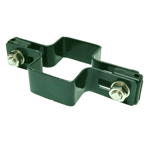 Obejma prosta 60mm x 40mm (fi-4mm) + akcesoria nierdzewne - nakrętka zwykła RAL 6005 — zdjęcie 2
