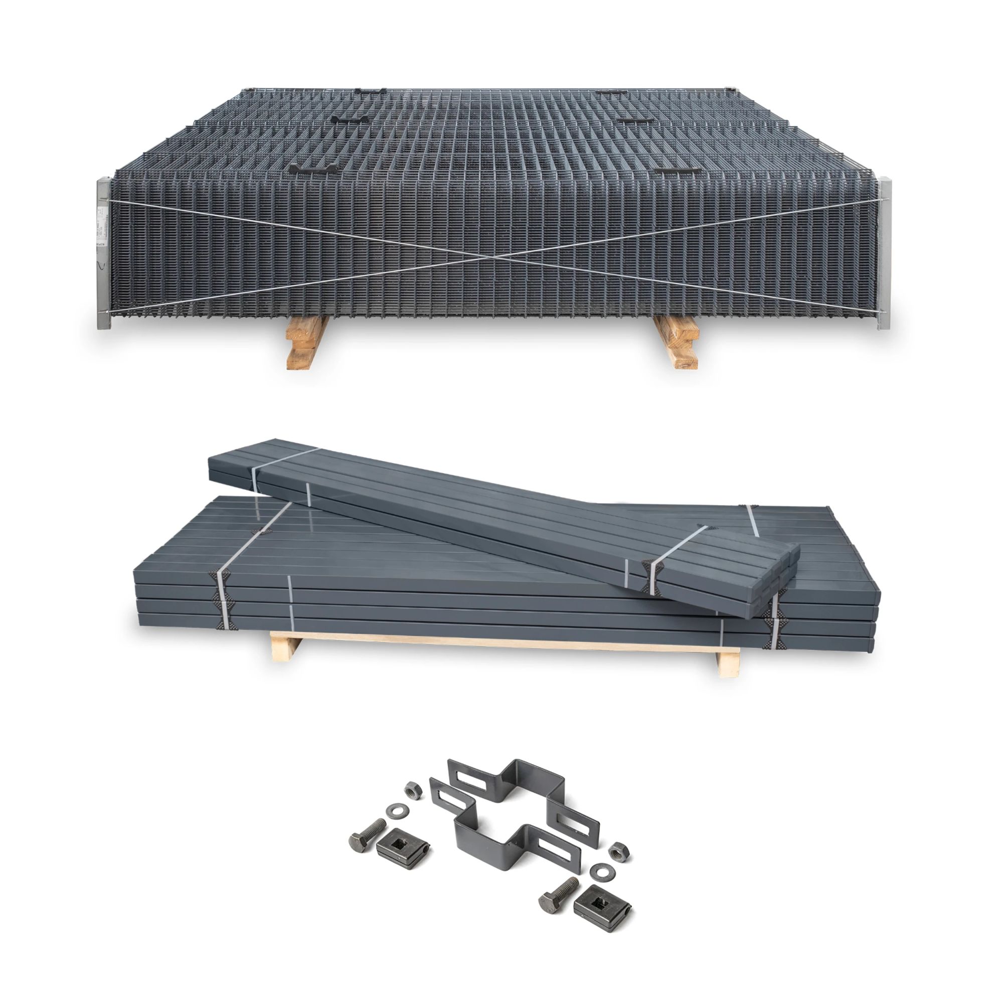 Panel ogrodzeniowy VEGA B Light 3D oczko: 55x200, słupy i akcesoria OMEGA Light. Palety po 50 kpl — zdjęcie 1